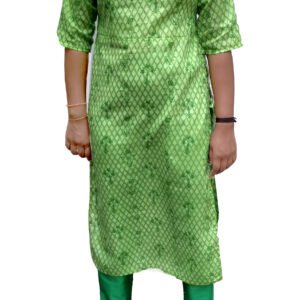 Green Cotton Printed Kurti Pant Set