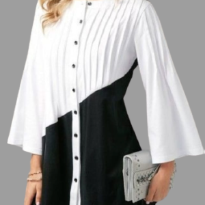 Black and White Top with Bell Sleeves